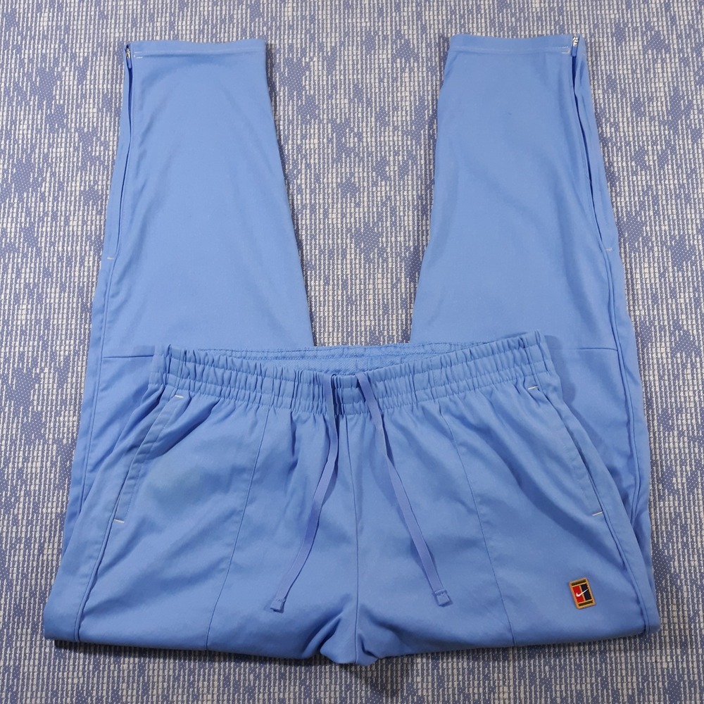 Nike Dri-FIT Heritage Knit Tennis Warmup Pants Womens XL Court Blue Zip Ankle